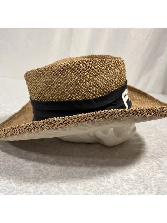 PING Golf Straw Hat USA Made L Embroidered Band Vintage Sun Fedora Mesh Karsten - Picture 5 of 10